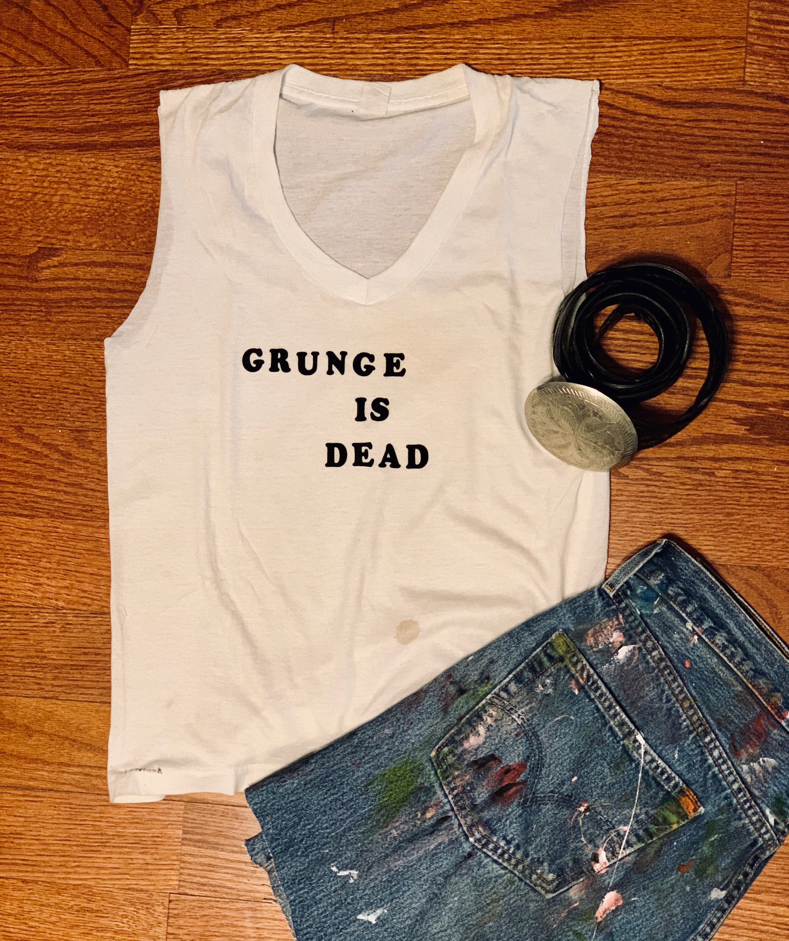 Grunge Is Dead Threadbare Sleeveless T Shirt - Wild Ones