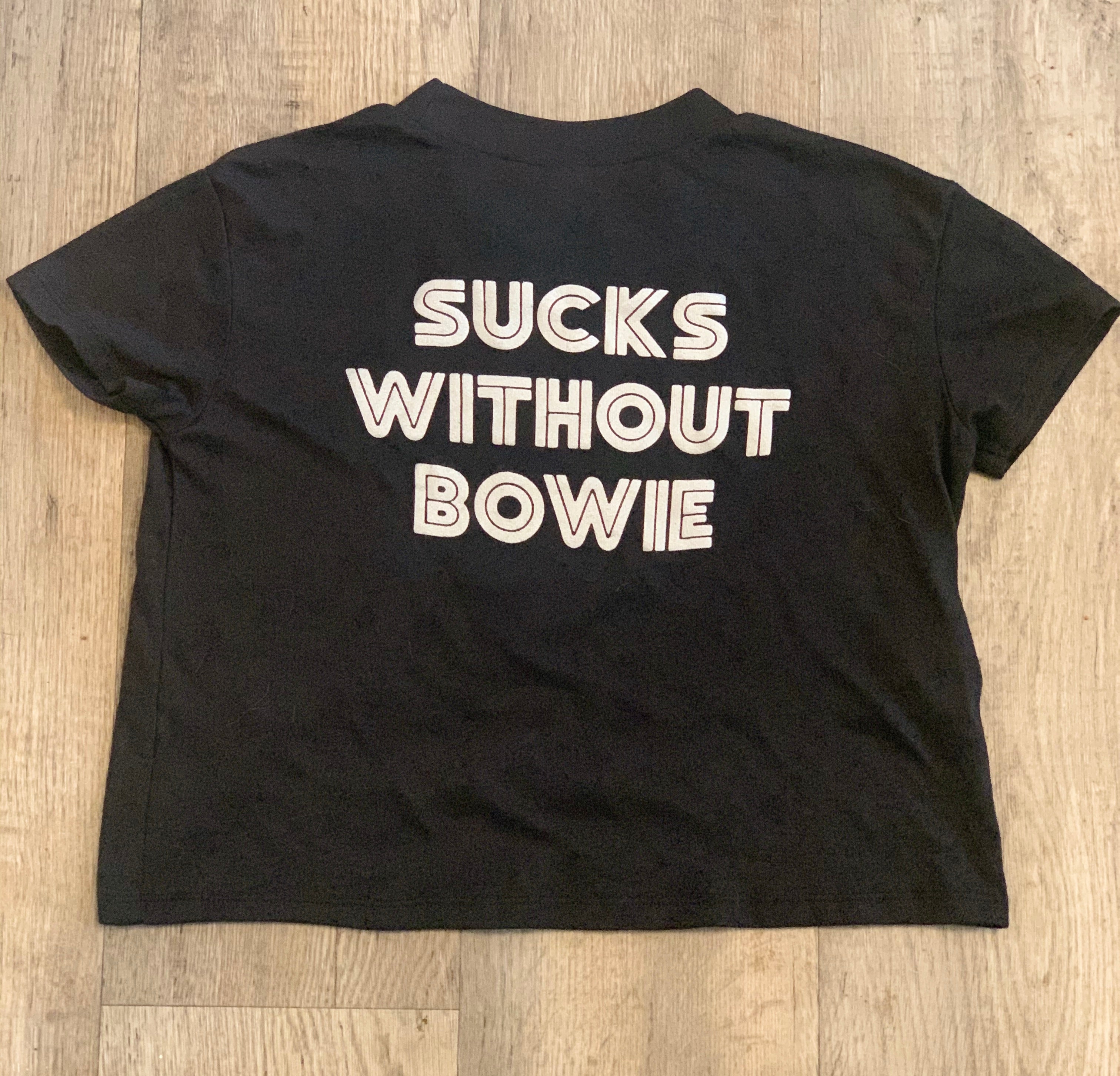 Sucks Without Bowie Crop Top in Black - Wild Ones